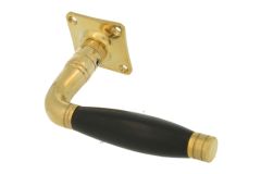 Enkele deurklink met rozet ongelakt messing ebben (1926)