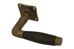 Enkele deurklink met rozet messing verouderd ebben (1931)